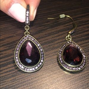 Purple/Brown Rhinestone Earrings